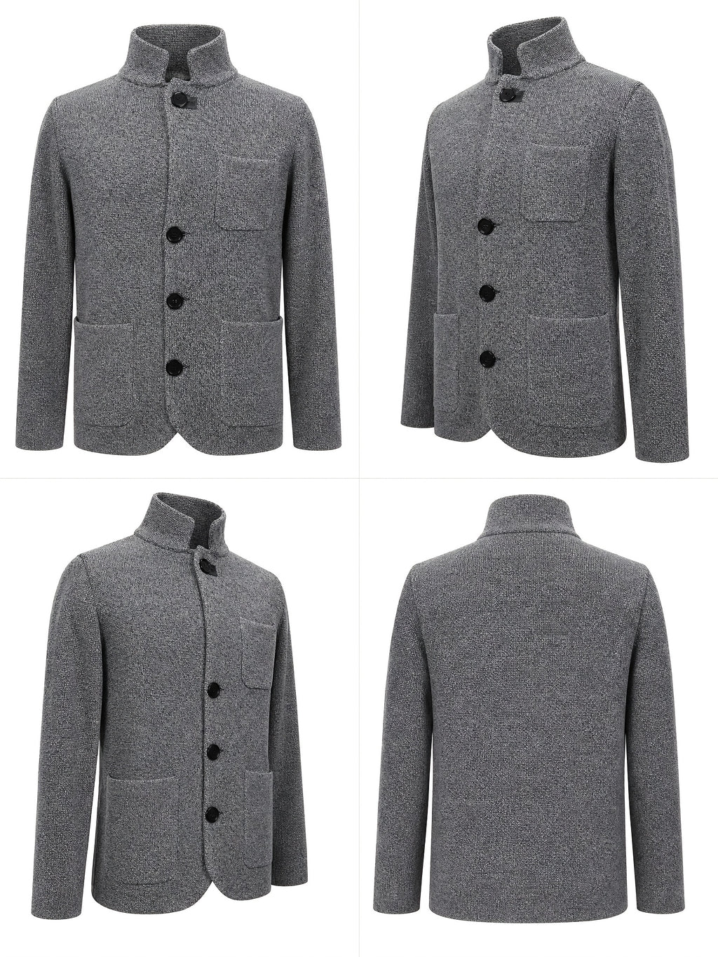 Early Autumn British Vintage Gentleman Style Men's Sweater Cardigan Coat, Suitable for Commuting, Daily Outings, and Parties - Light Grey