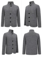 Early Autumn British Vintage Gentleman Style Men's Sweater Cardigan Coat, Suitable for Commuting, Daily Outings, and Parties - Light Grey