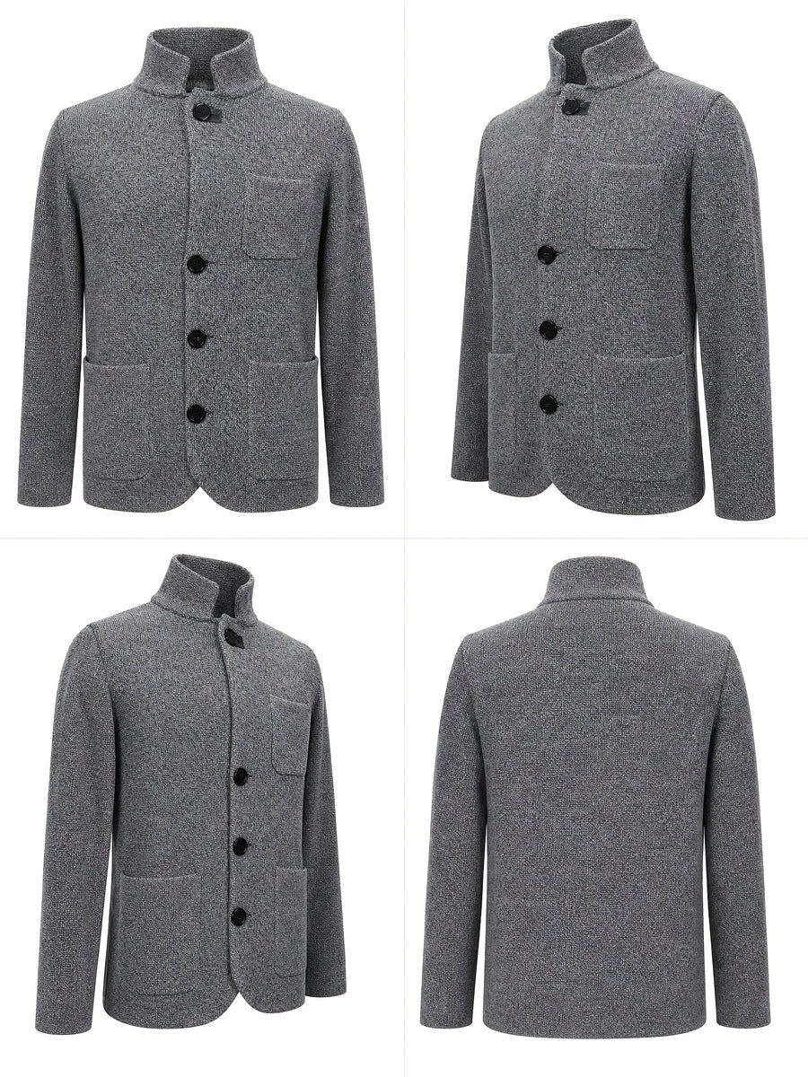 Early Autumn British Vintage Gentleman Style Men's Sweater Cardigan Coat, Suitable for Commuting, Daily Outings, and Parties - Light Grey