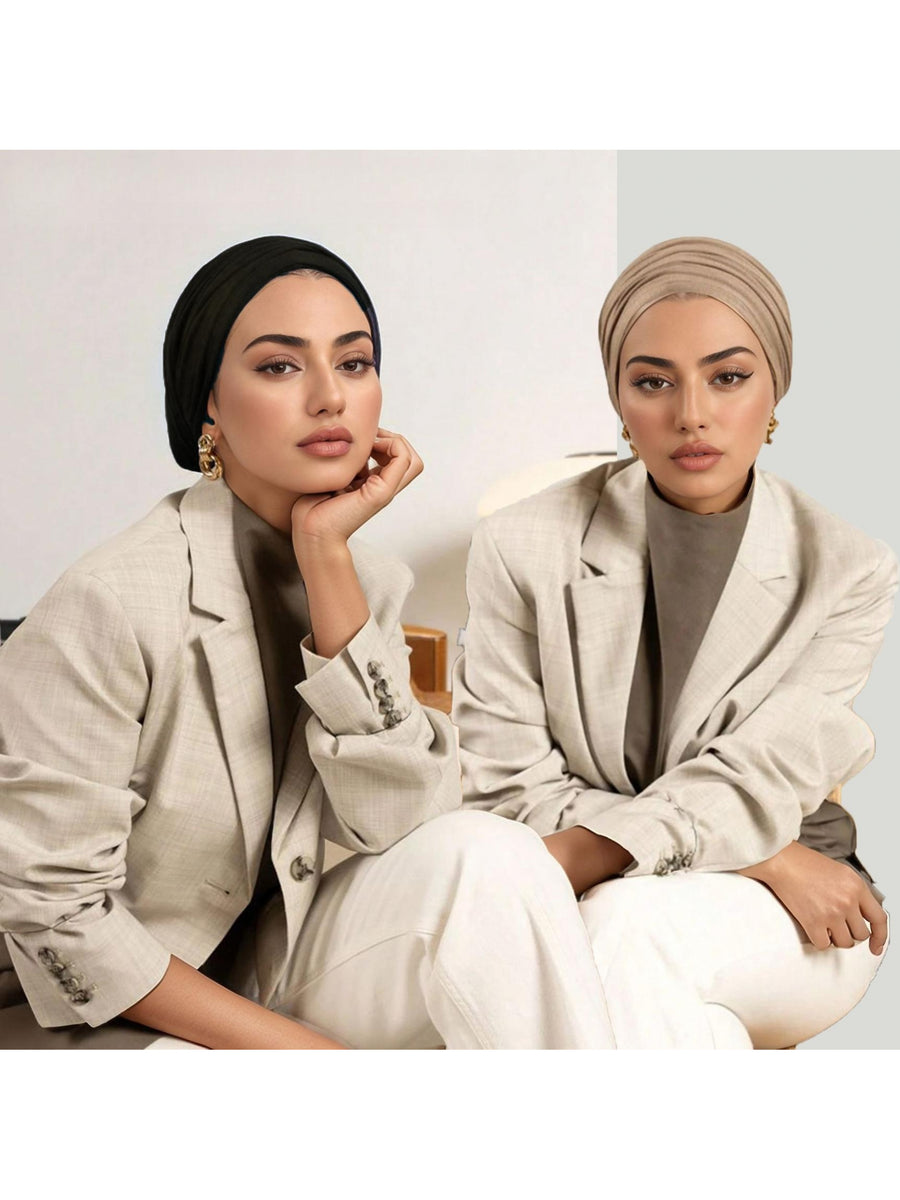 4pcs/Set Fashionable And Dignified Muslim Women'S Elegant Headscarf, Lightweight Breathable Soft Comfortable Sleeping Cap, Daily Outing Casual Prayer Headscarf Hat - Mixed colors
