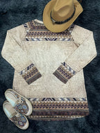 Women's Vintage Owl Print Blouse Base Layer Top - Retro Round Neck Long Sleeve Tunic Shirt, Non-Sheer Suitable for Spring/Autumn Layering, Machine Washable Base Layer Blouse for Casual Wear - Khaki