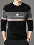 Men's Winter -Lined Thickened Pullover Sweater, Warm, Comfortable, and Casual - Black