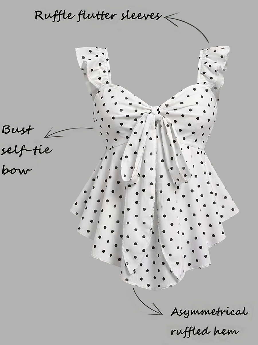 Elegant Women's Summer Holiday Tea Party Ruffled Trim Slim-Fit Vest, Suitable for Women, with Bow Decoration, Ideal for Valentine's Day Wear - Mixed colors