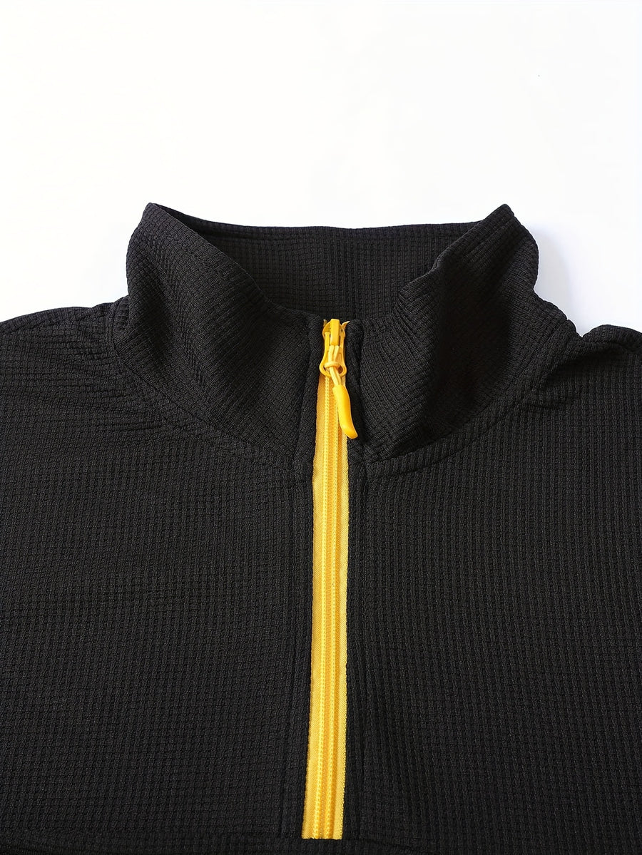Men's Color-Block Hoodie, Casual Loose-Fit New Spring/Autumn Sweatshirt, Men's Sporty Outdoor Top Jacket - Black
