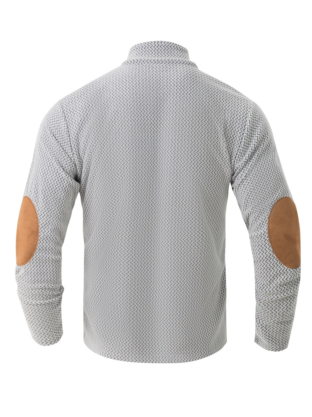 Men's Full-Zip Jacket with Herringbone Patchwork Collar & Stand Collar - Loose Fit Winter Coat, Zippered Outerwear Suitable for Fall/Winter, Machine Washable Warm Jacket for Casual Wear and Layering - Ivory White