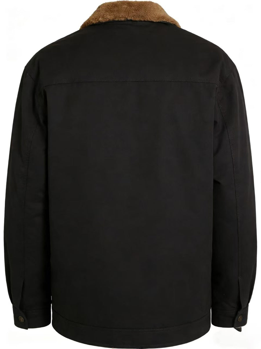 2026 European American New Men'S Outing Fashion Trendy Fleece Warm Jacket Coat - Black