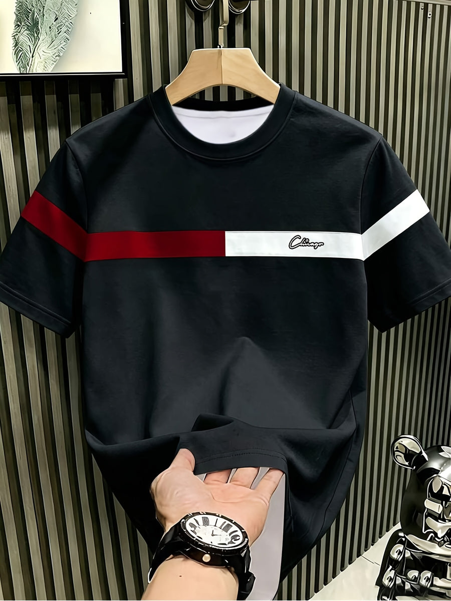 [Printed Design – Not Textured] Men's Summer Casual Color Block Patchwork T-shirt - Mixed Color 2
