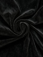 New Arrival Special 1pc Men'S Corduroy Short Stand Collar Jacket Button-Front Stand Collar Drawstring Design Chest Patch Pocket Ribbed Cuffs Hem Retro Workwear Style Autumn Winter Casual Commute Street Wear Outing Party Jacket - Black