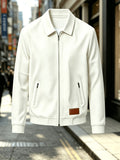 Men'S Fashion Waffle Collar Long Sleeve Open Front Cardigan Sweater Jacket - White