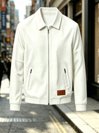 Men'S Fashion Waffle Collar Long Sleeve Open Front Cardigan Sweater Jacket - White
