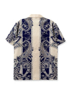 Printed Shirt, West Coast Vintage Paisley Shirt, Hip-hop Street Style, Vintage Classic, Vacation Shirt, Simple and Fashionable, Mature and Elegant, Artistic Design, for Daily Outings, Casual Vacation Shirt, Short Sleeve, Hawaiian Attire - Beige