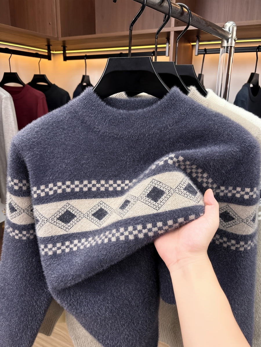 Minimalist Urban Crewneck Sweater for Portable Daily Commuting - Blue Grey