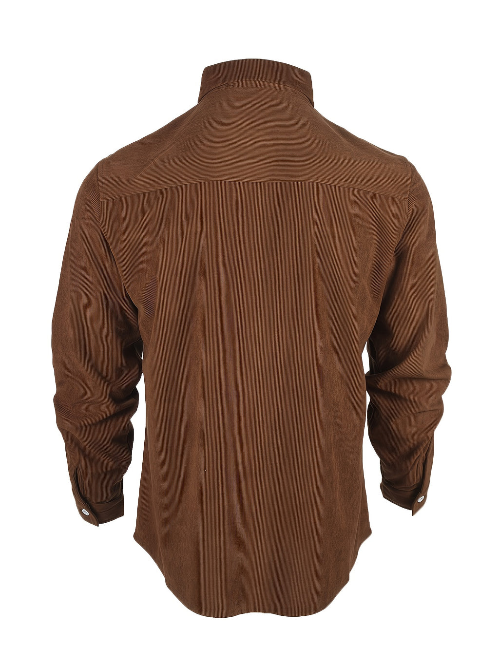 Men'S Retro Corduroy Shirt - Casual Long Sleeve Pocket Shirt, Brown Retro Style Jacket, Suitable for All Seasons, Lapel Design, Loose Fit Suitable for Layering Or Wearing Alone - Light Brown-1