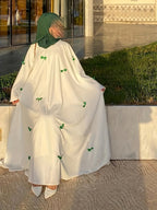 Middle Eastern Arabic Robe, Bow Long Dress, Loose, Women's Kaftan, Gown, Dress, Fashionable and Elegant, Alba Dress - Green Bow