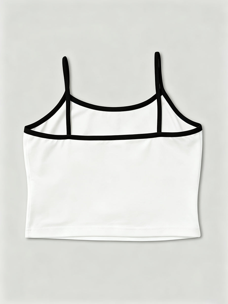 Retro Car Patchwork Camisole KEEP CLASSIC ALIVE VINTAGE Live a Modern Life Multi-Line English Vintage Convertible Car Short Sentence Text Combination Printed Pattern Mini Camisole Short Distance Travel Cafe Shopping Commuting Wear Spring Summer New - White And Black