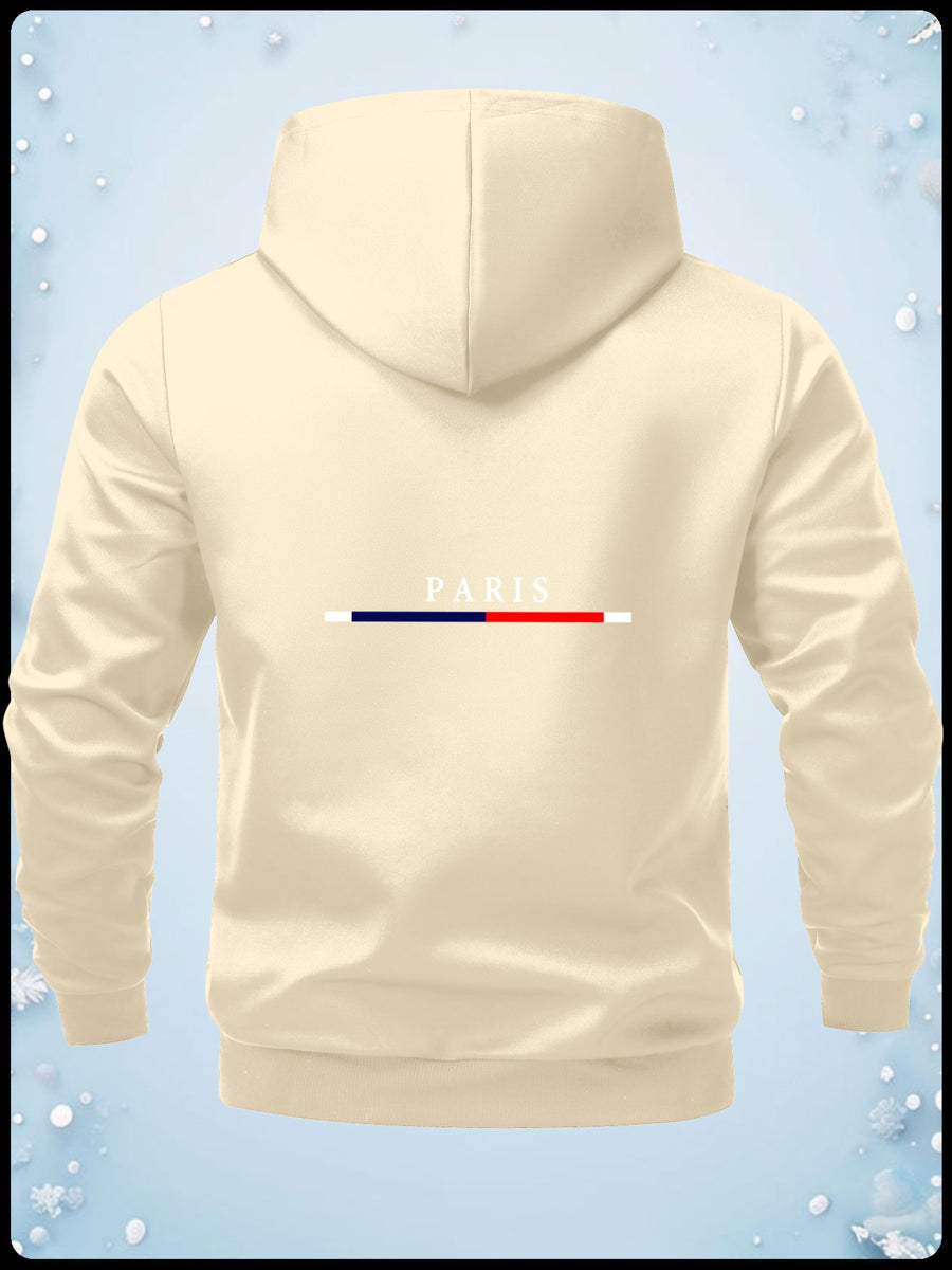Fashion Casual Print Hoodie Jacket - Apricot