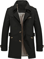 POPDOM-MEN Trench Coat - 1 Piece Men's Lightweight Jacket Overcoat, Business Windbreaker Work Jacket, Spring/Summer Fashion Casual Men's Wear, New Men's Windproof Overcoat, Suitable for Business Casual Outings - Black
