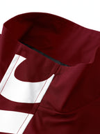 Men's Stand Collar Jacket with Letter Print, Fashionable and Versatile, Large Pocket Design, Suitable for Outdoor Activities, School, Daily Commute, All-Season Wear. XMJK093 - Burgundy
