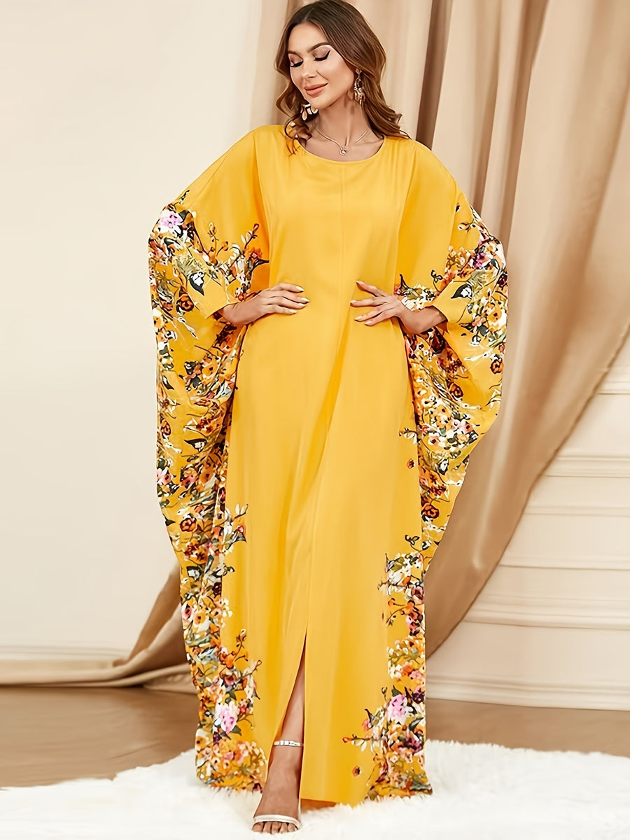 Batwing Sleeve Women's Dress - Golden