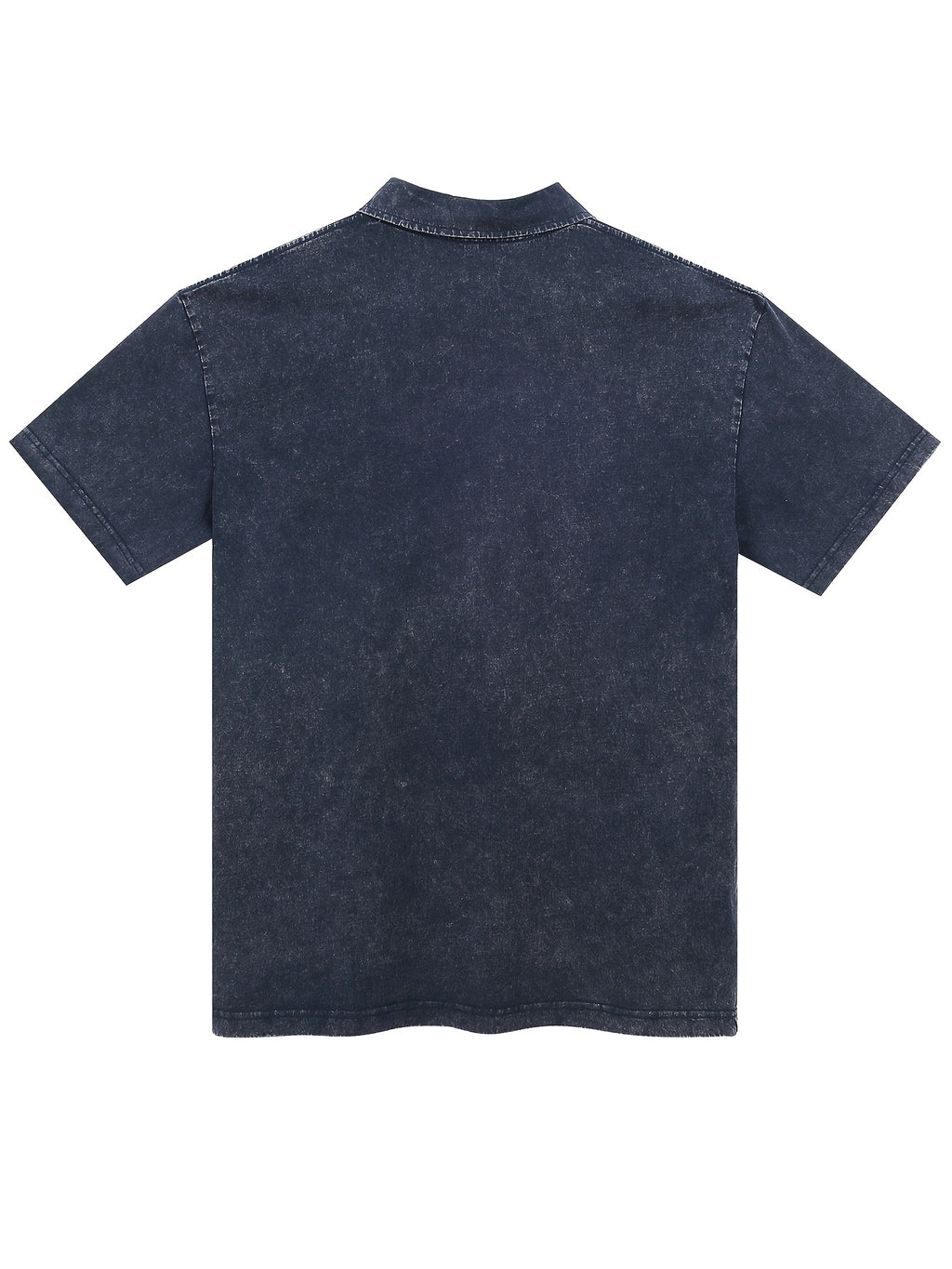 American Vintage Washed Distressed Heavyweight Polo Short Sleeve Men's Spring/Summer Streetwear Brand Loose Fit Versatile Short Sleeve Lapel T-Shirt Casual Street Top - Purplish Blue