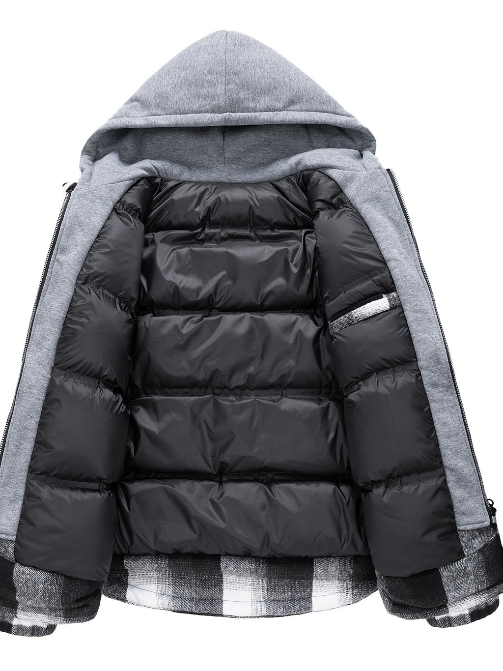 Winter Warm Mesh Padded Coat - Black And White