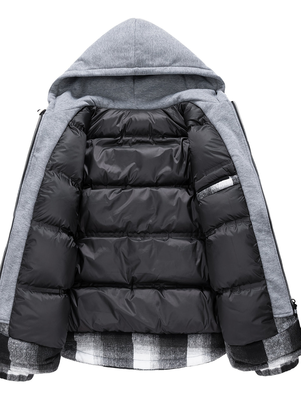 Winter Warm Mesh Padded Coat - Black And White