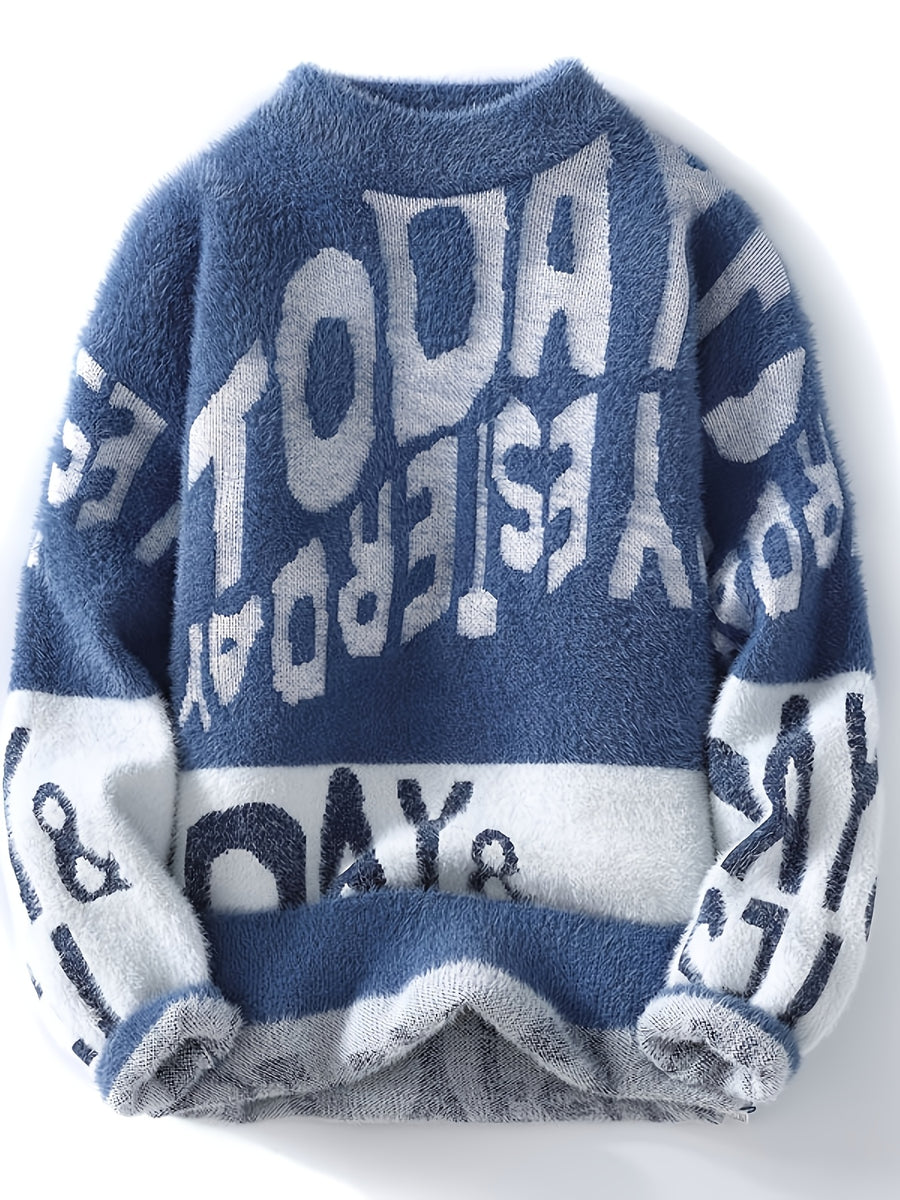 New Autumn And Winter Collection of Thickened And Warm Sweaters, Stylish And Loose Knit Base Layer 7311 - Blue