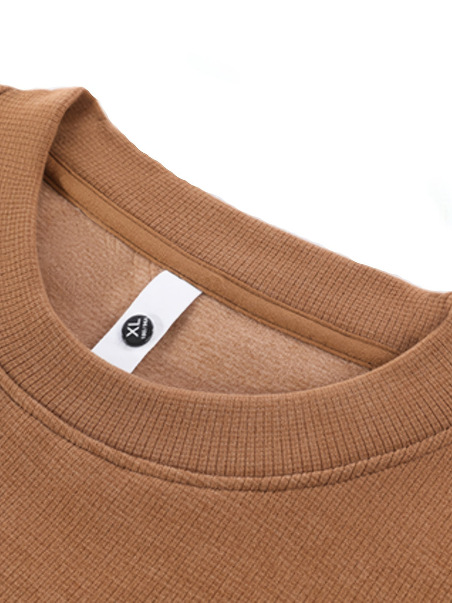 2pcs Set, Men'S Round Neck Knit Easy Long Sleeve Sweatshirt, Suitable for Daily Commute And Work, Home Leisure, Shopping Outings, Layering, Autumn And Winter - Black + Navy Blue