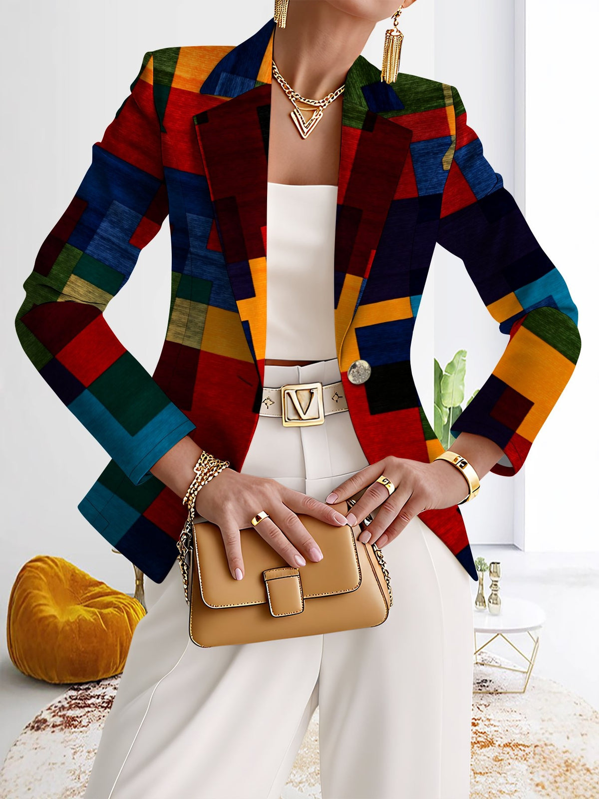 This Stylish And Elegant Women'S Blazer Is Designed Specifically for Spring And Autumn Seasons. As a Versatile Lapel Jacket, It Is Suitable for a Wide Range of Occasions, Offering a Look That Is Both Creative And Highly Fashionable - Red On Black