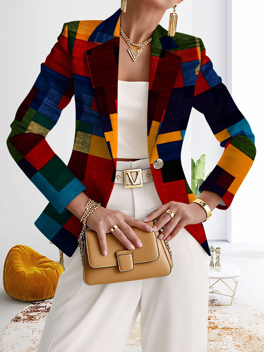 This Stylish And Elegant Women'S Blazer Is Designed Specifically for Spring And Autumn Seasons. As a Versatile Lapel Jacket, It Is Suitable for a Wide Range of Occasions, Offering a Look That Is Both Creative And Highly Fashionable - Red On Black