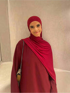 1pc Soft Solid Color Jersey, Plain Long Scarf, Headscarf - Red