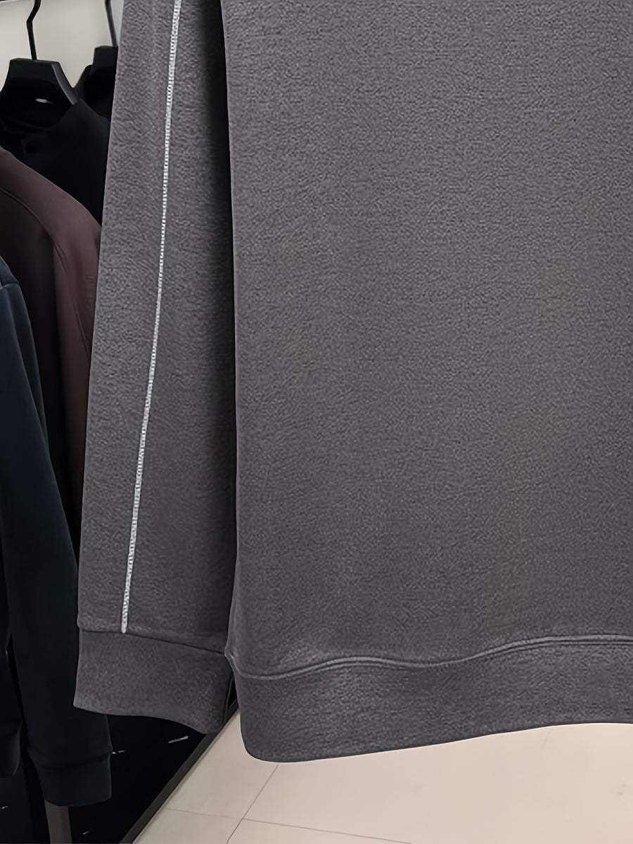 Men's Pullover Crew Neck Long Sleeve Sweatshirt, Suitable for Both Layering and Wearing Alone in Spring and Autumn, Ideal for Sports, Leisure, Commuting, and Daily Activities - SINBOS - Dark Gray