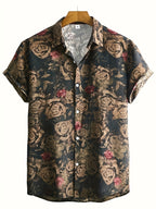 Printed Design- Not Textured Men's Summer Fashion Casual Labeled Shirts, Ideal for Beach Surfing, Outdoor and Indoor Wear - Mixed colors