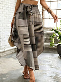 Elegant Special Women's Dress with Striped Contrast Color Belt - Stripe