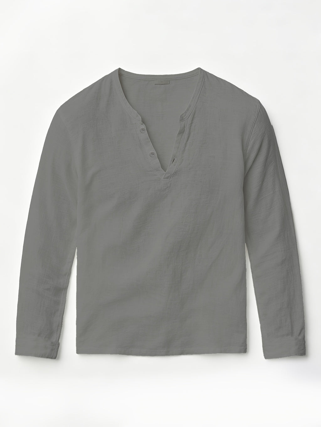 Men'S Linen Long-Sleeve 3pcs, Breathable Henley Neck Loose Fit T-Shirts for Spring And Autumn, Versatile for Business Casual, Commuting, And Lounging. (Box And Props for Display Solely) - Gray + Khaki + Sky Blue