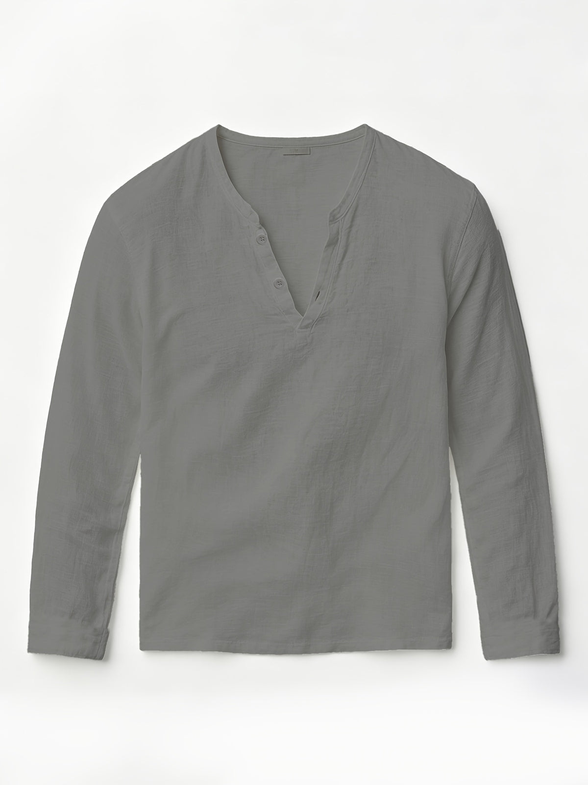 Men'S Linen Long-Sleeve 3pcs, Breathable Henley Neck Loose Fit T-Shirts for Spring And Autumn, Versatile for Business Casual, Commuting, And Lounging. (Box And Props for Display Solely) - Gray + Khaki + Sky Blue