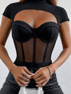 Women'S Sexy Bodycon Dress, Y2K Party Jumpsuit, Fashion Solid Color Tight Outfit Suitable for Valentine'S Day Party Date Evening Nightclub Carnival, Korean Trendy Clothing, Bodycon Slim Fit Dress, Women'S Casual Wear, High Quality Women'S Clothing - Black