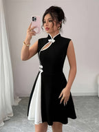 Elegant, Exquisite And Fashionable New Chinese Style Improved Cheongsam Sleeveless Bridesmaid Dress - Black