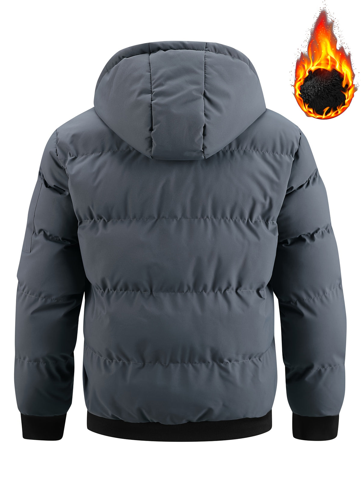 Winter Plush Jacket Thick Warm Jacket Hooded Jacket Casual Outdoor Jacket Solid Color Zipper with Plush Thickening - Grey