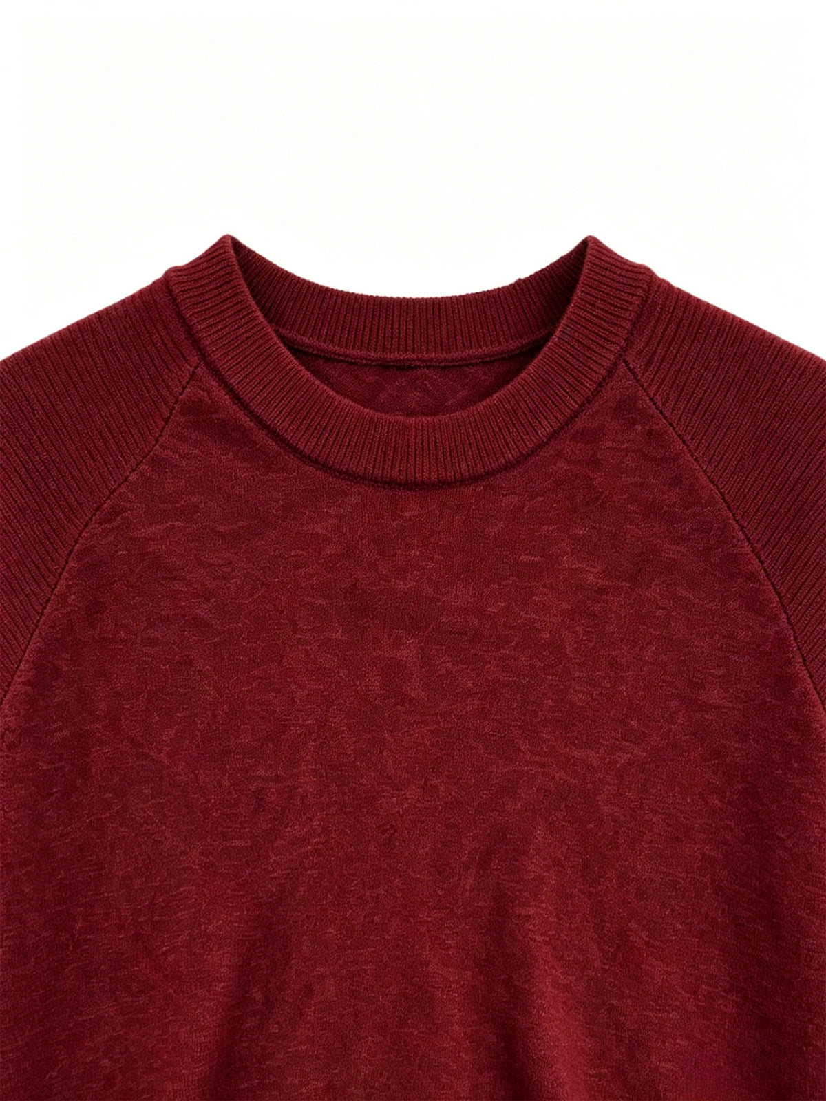 Men's Raglan Crew Neck Short Sleeve Knitwear with Street Graffiti Letter Print, Thin, Breathable, Casual Half-Sleeve - Burgundy