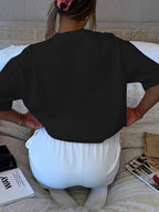 (Popular T-shirts) Spring and summer new fashion trend Women's short-sleeved round neck T-shirt versatile trendy brand short-sleeved Women's tops - Black