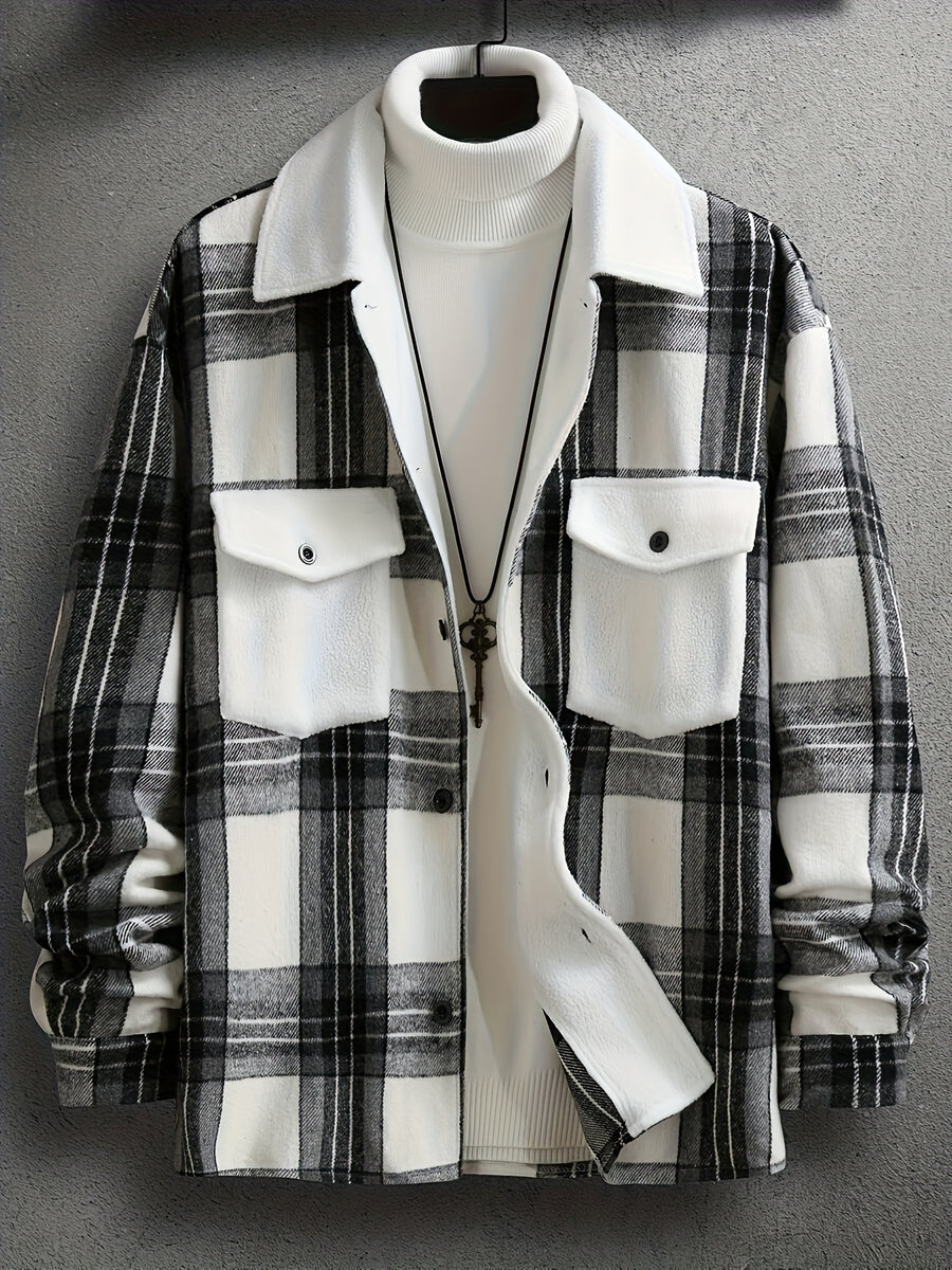 Pearson OBM Men's Novelty Plaid Cross-Border Coat - Black