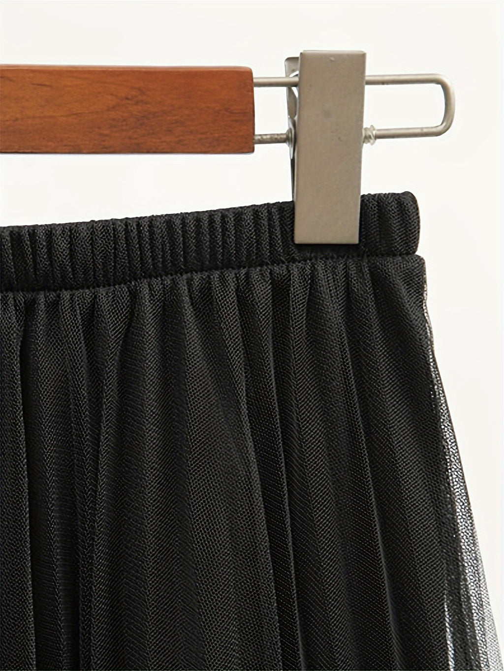 Mesh Skirt Women'S Spring And Autumn Korean Style Temperament A-Line Covering Hip Pleated Skirt Drape Small Person Yarn Skirt - Black