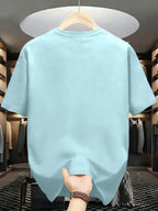 Men's New 100% Cotton T-Shirt with MINIMAL Print, Comfortable, Soft, and Breathable for Summer Casual Daily Wear - Light Blue Color