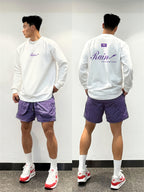 New Spring And Autumn Oversized Long-Sleeve T-Shirt for Men, Featuring a Trendy Print, Made of Heavy, Perfect for Casual Outdoor Sports - White