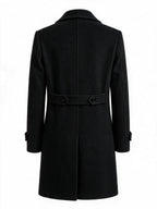 Men'S Long Double-Breasted Coat, Autumn Winter Business Casual Jacket, Large Lapel Black Commuter Trench Coat Men'S Clothing - Black