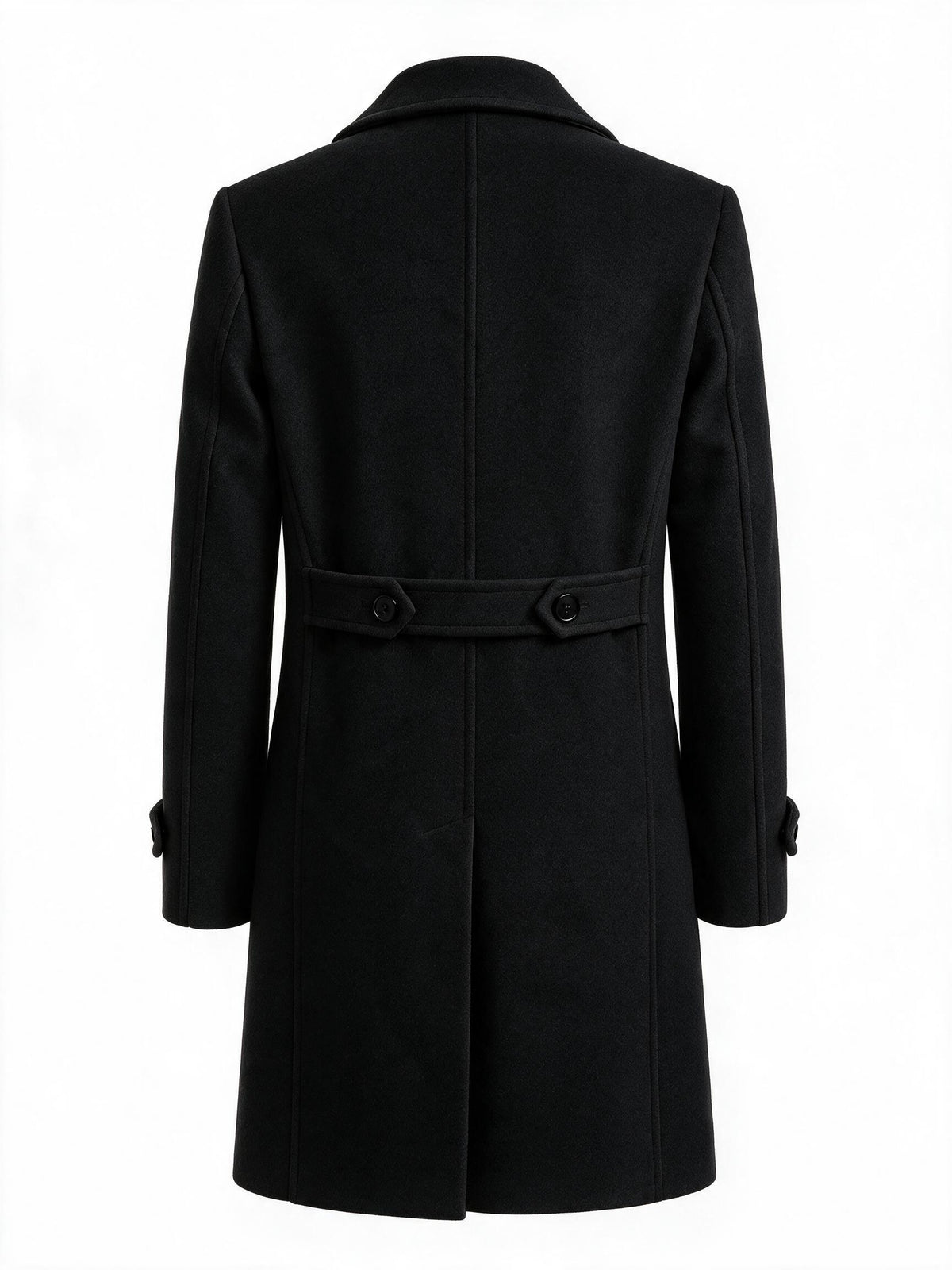 Men'S Long Double-Breasted Coat, Autumn Winter Business Casual Jacket, Large Lapel Black Commuter Trench Coat Men'S Clothing - Black