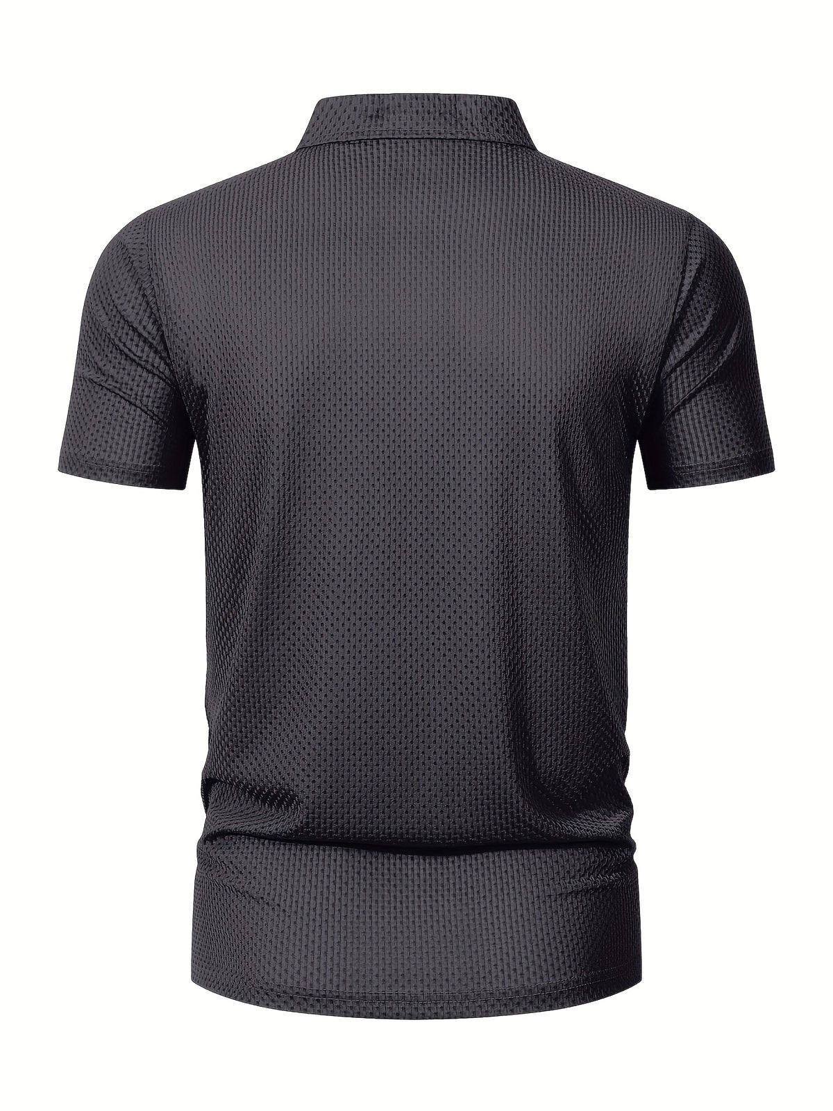Summer Shirt, Breathable Daily Wear Quick- Fabric Business Casual Short Sleeve with Collar and Button Details, Comfortable and Breathable Micro-Texture Shirt for Casual Attire - Dark Grey 1