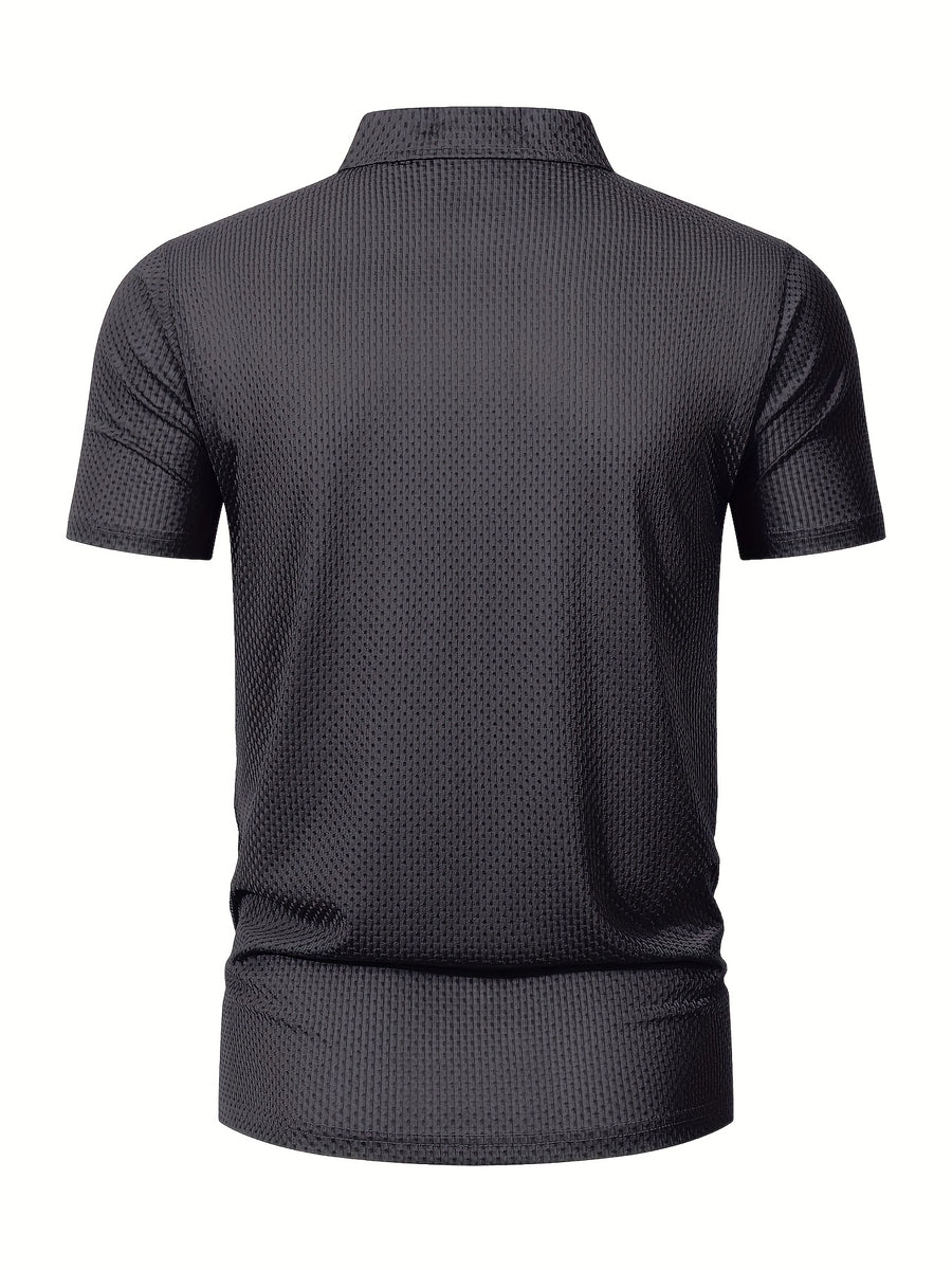 Summer Shirt, Breathable Daily Wear Quick- Fabric Business Casual Short Sleeve with Collar and Button Details, Comfortable and Breathable Micro-Texture Shirt for Casual Attire - Dark Grey 1