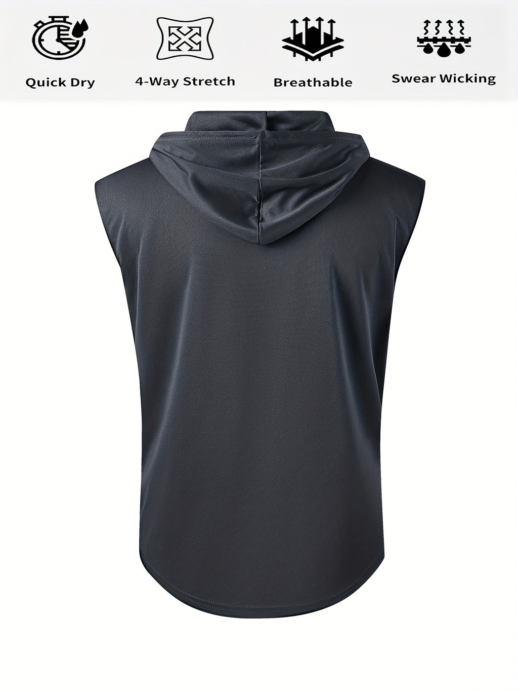 Men's Summer Fitness & Sports Casual Versatile Hooded Tank Top, Men's Casual Comfortable Breathable Hooded Tank Top T-Shirt - Dark Gray